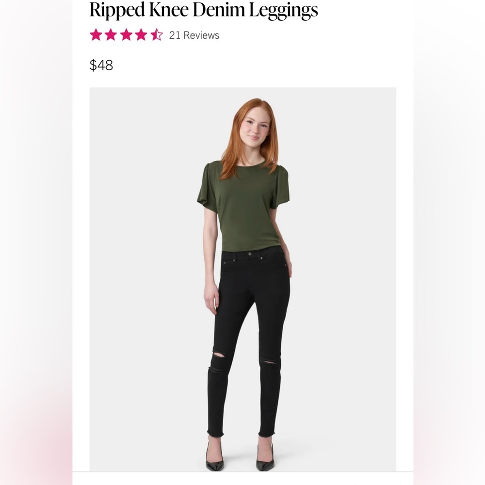 Hue Black Distressed Knee denim Leggings
